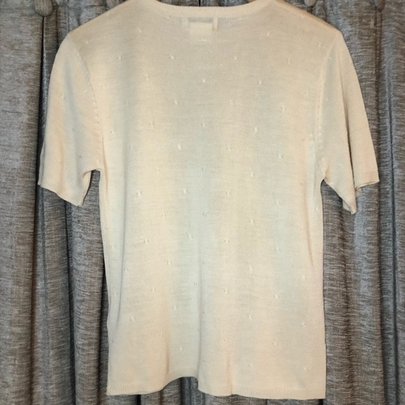 Vintage 90’s Jaclyn Smith Cream Short Sleeve Silk Blend Crewneck Top Size Small - Picture 10 of 13